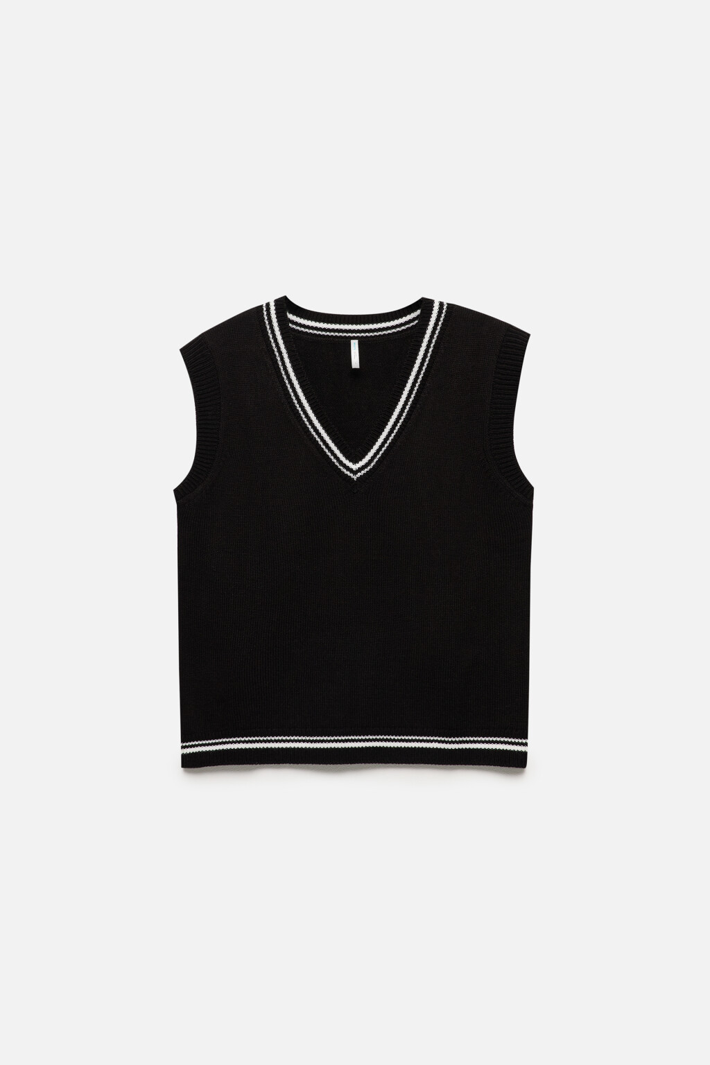 Жилет вязаный свободный с V-вырезом - цвет черный - 8