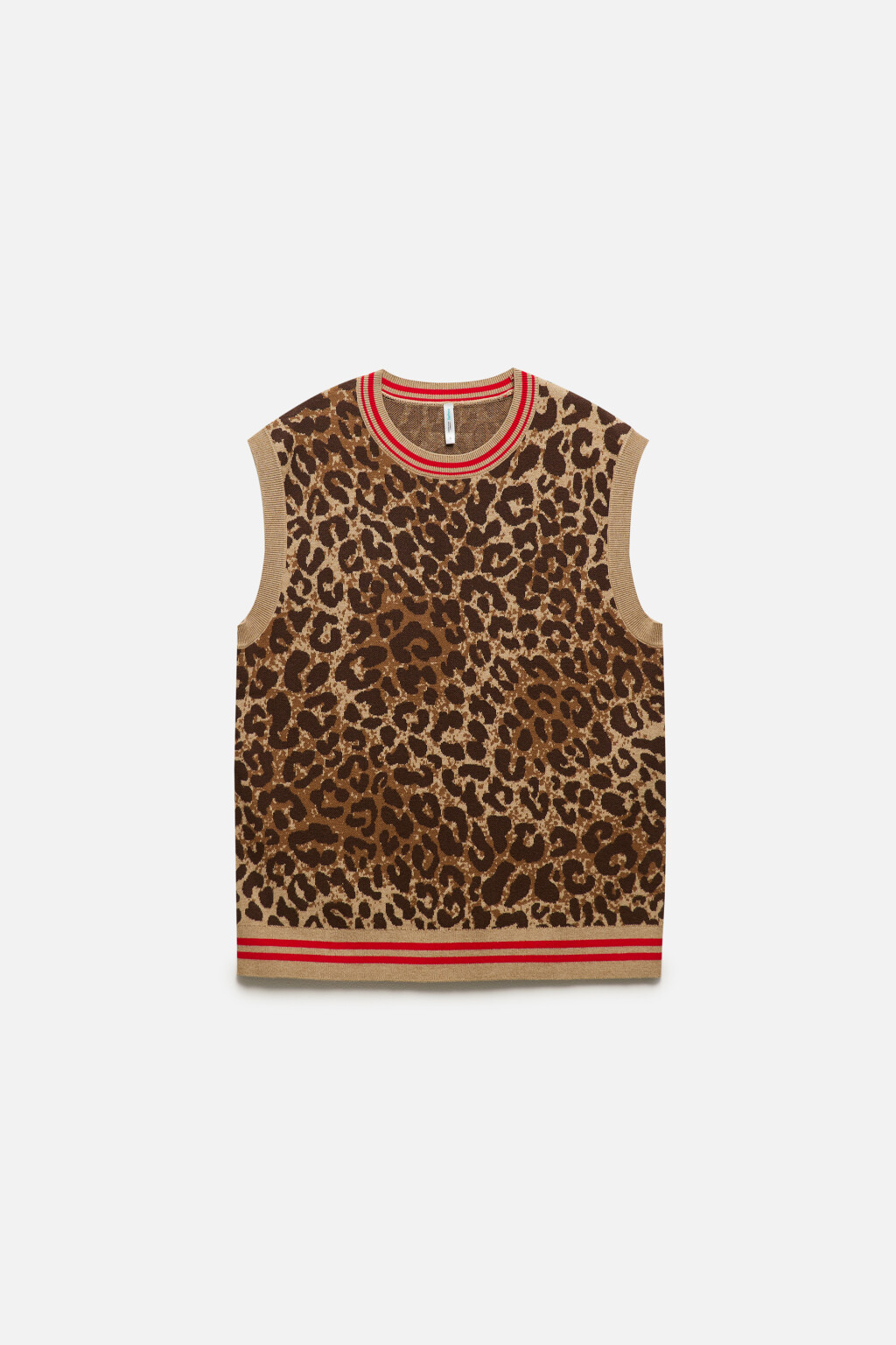 Жилет вязаный с леопардовым принтом - цвет бежевый - 10