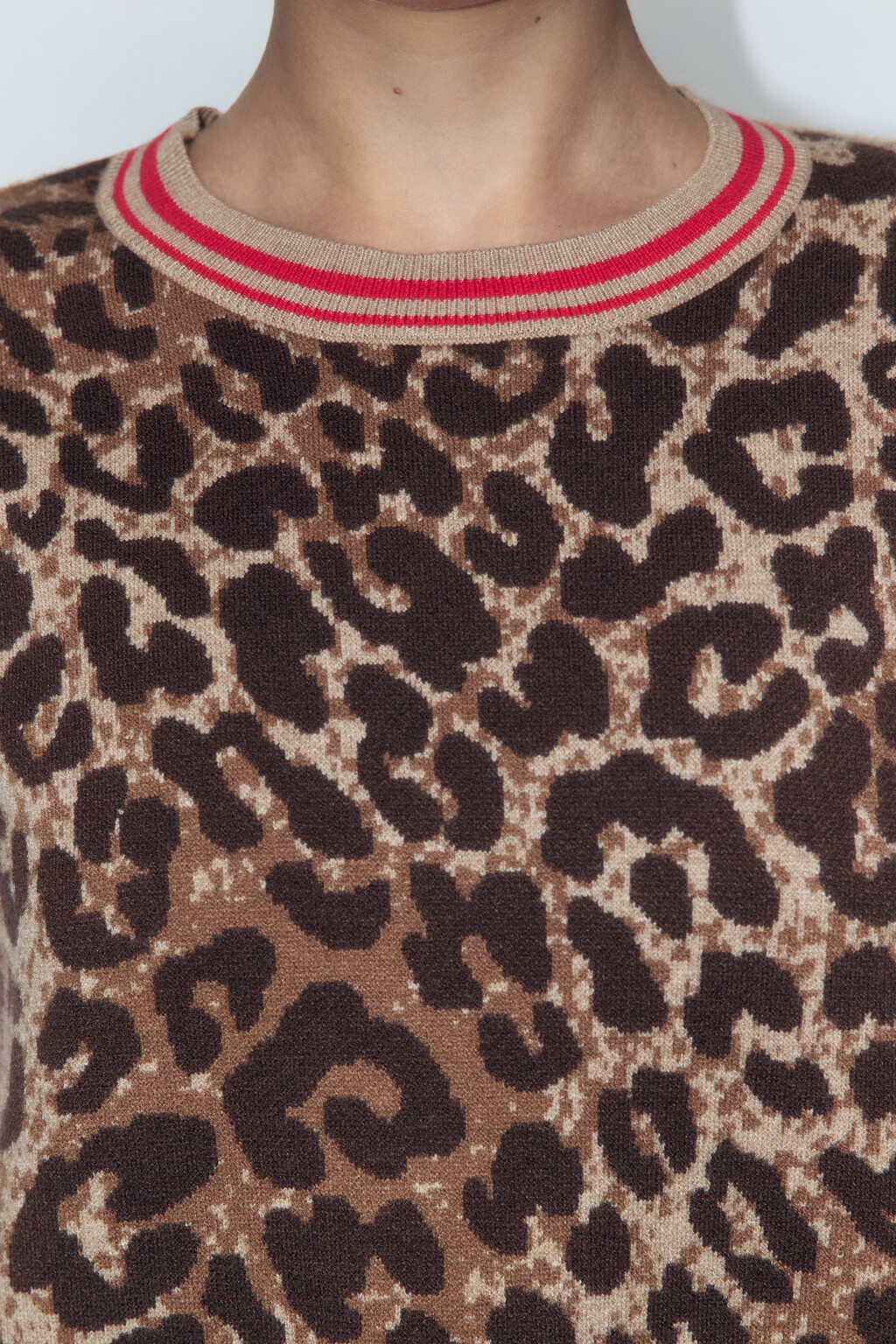 Жилет вязаный с леопардовым принтом - цвет бежевый - 8