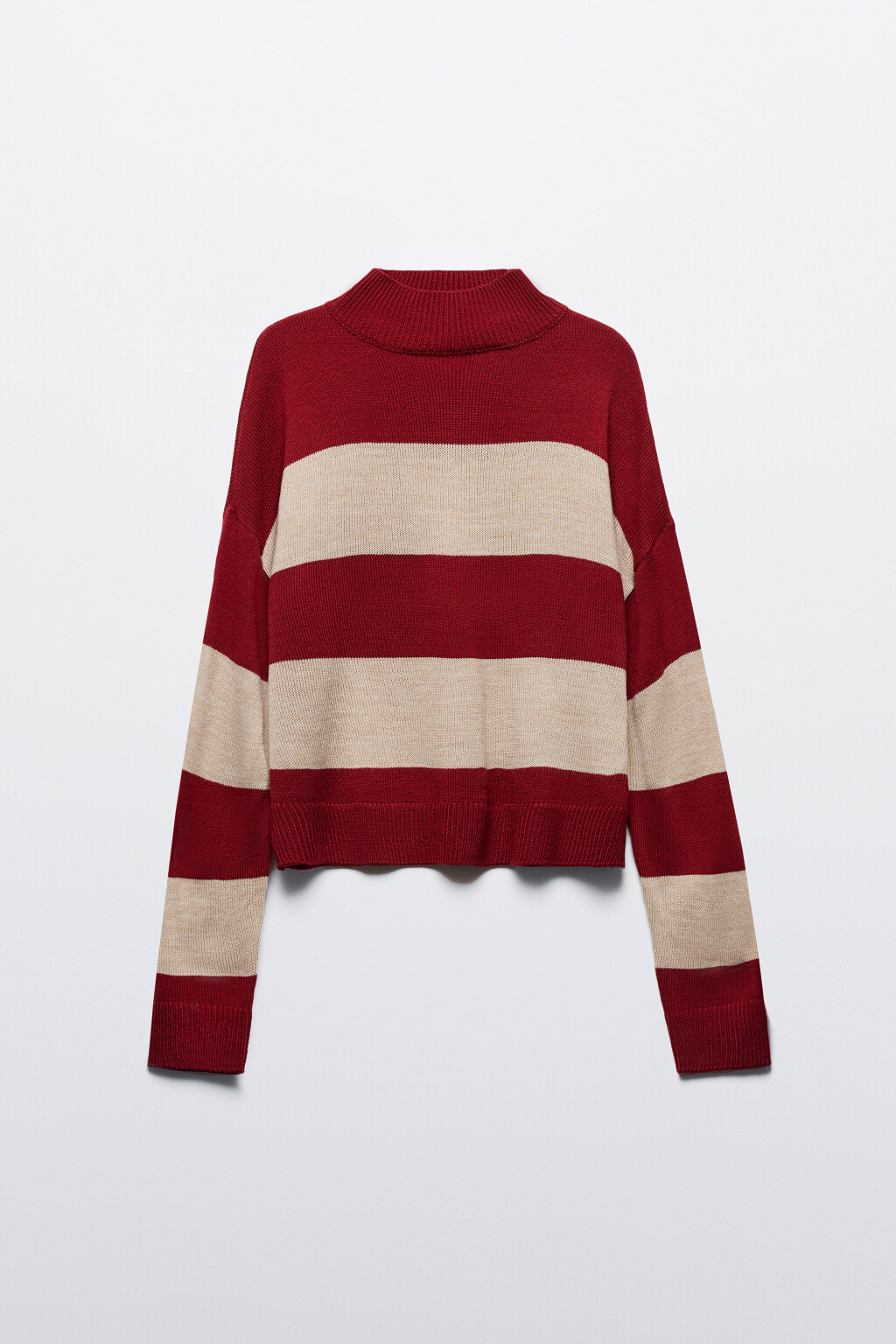 Свитер вязаный укороченный с воротником-стойкой - цвет красный - 9