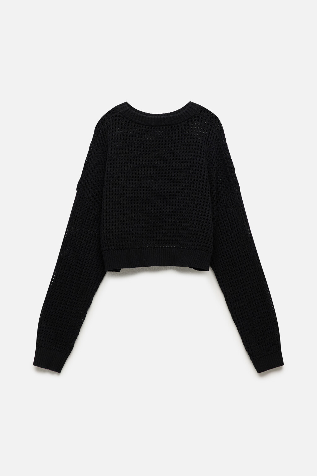 Джемпер вязаный ажурный из хлопка - цвет черный - 8