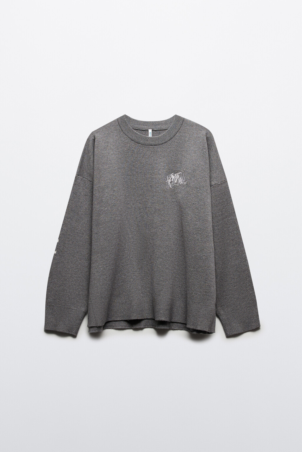 Джемпер oversize вязаный с принтом - цвет серый - 9