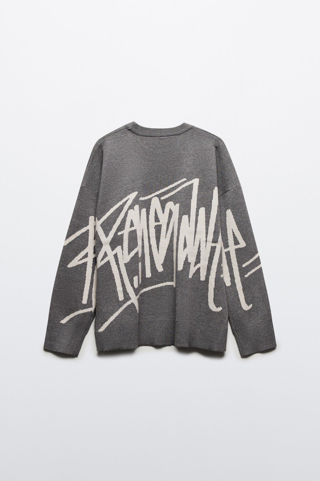 Джемпер oversize вязаный с принтом - цвет серый - 10
