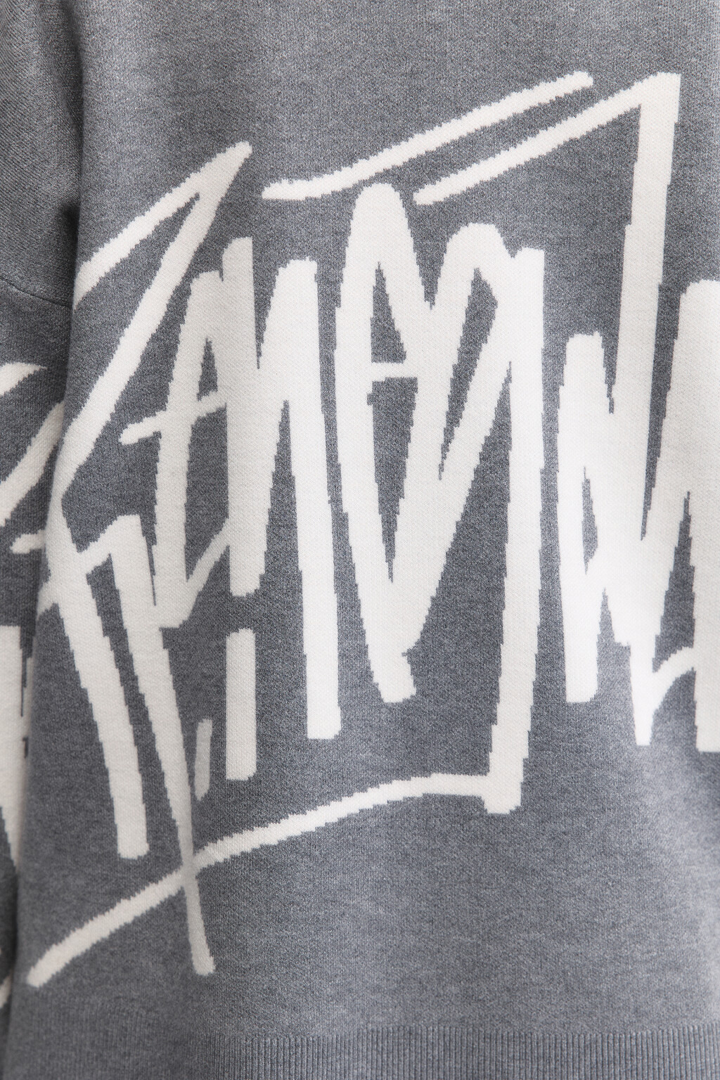 Джемпер oversize вязаный с принтом - цвет серый - 8