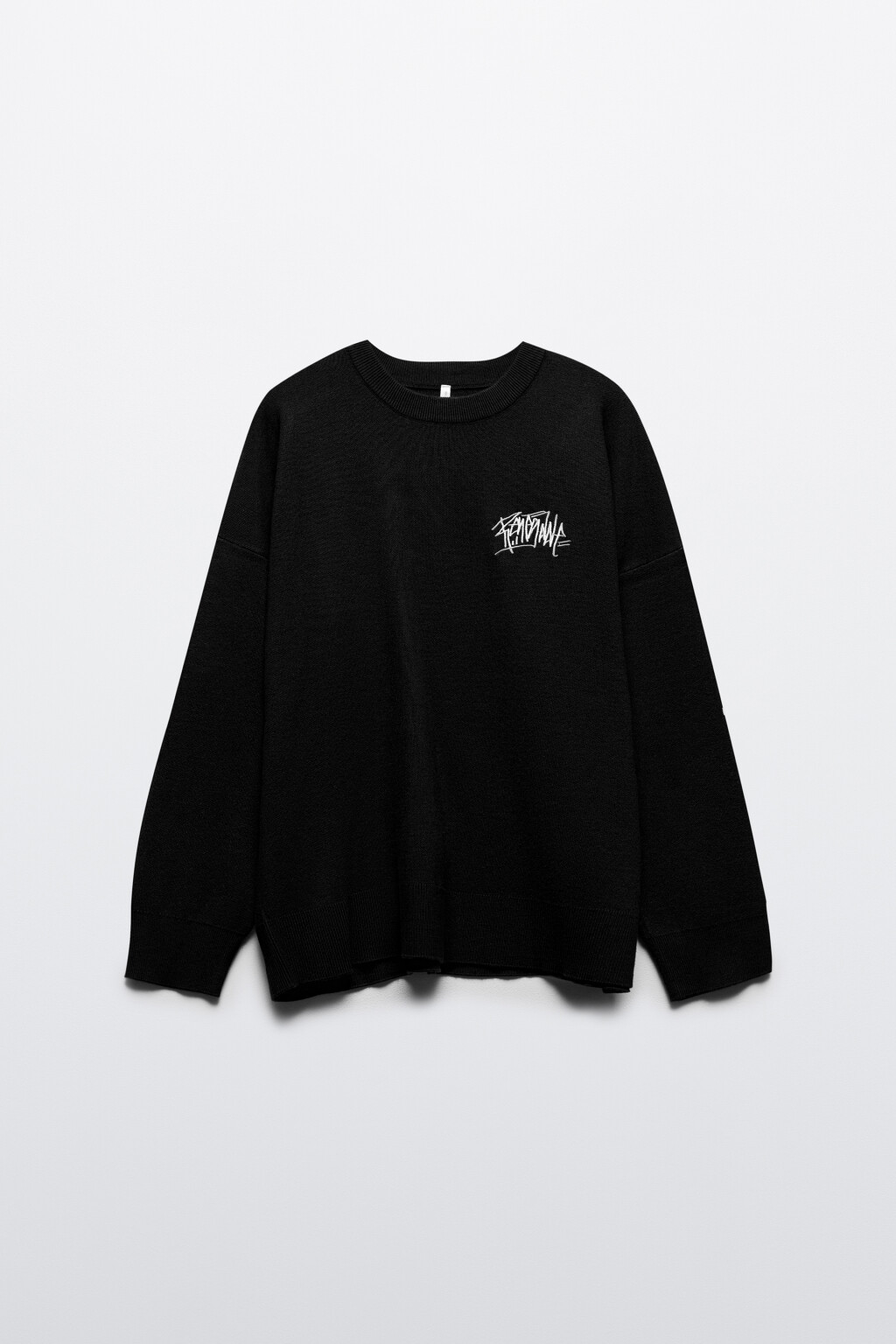 Джемпер оверсайз вязаный с принтом - цвет черный - 9