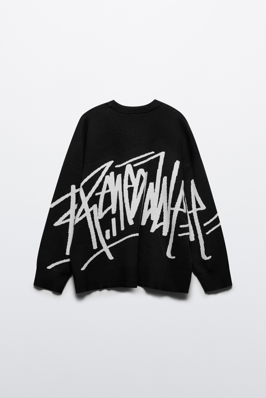 Джемпер оверсайз вязаный с принтом - цвет черный - 10