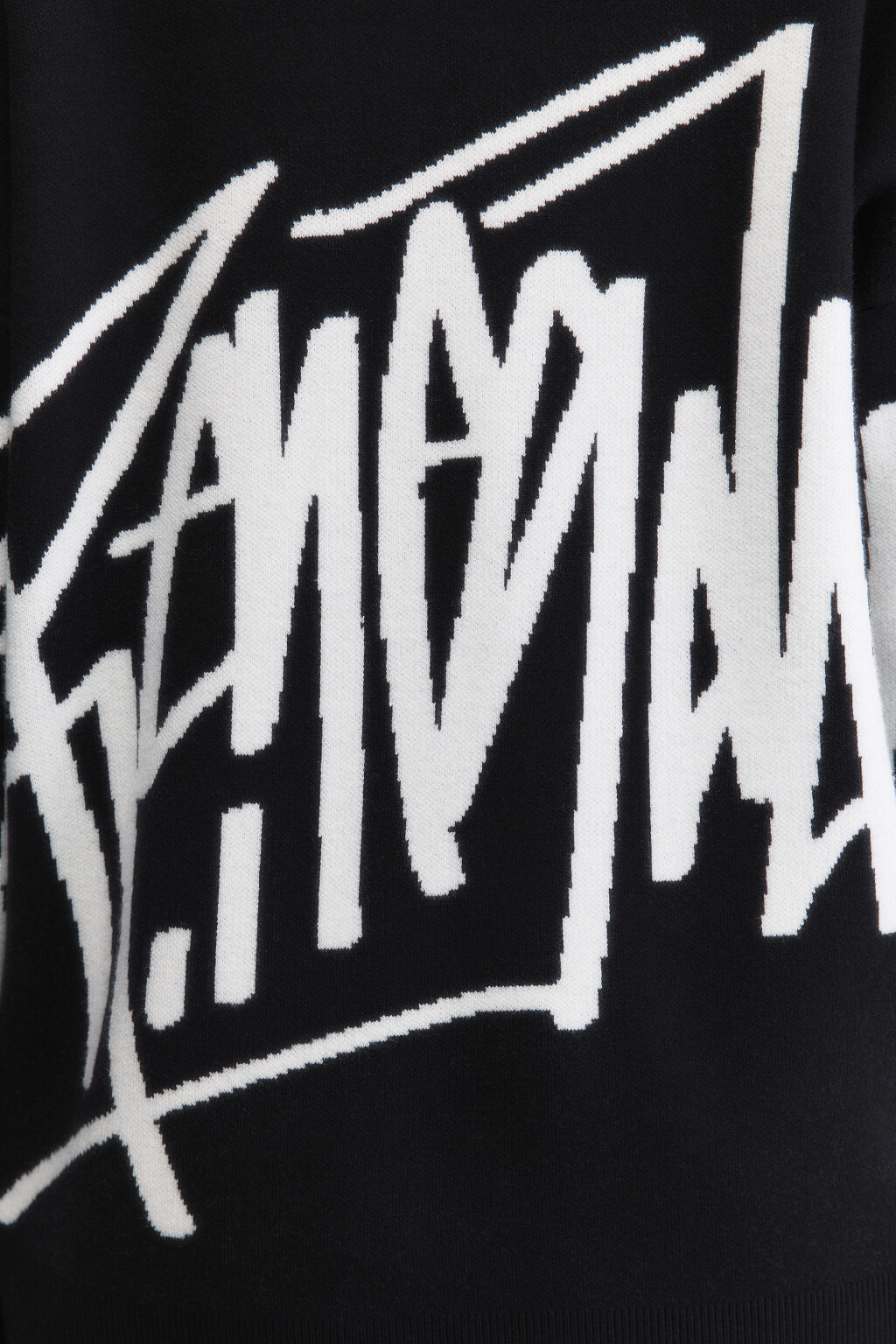 Джемпер оверсайз вязаный с принтом - цвет черный - 8