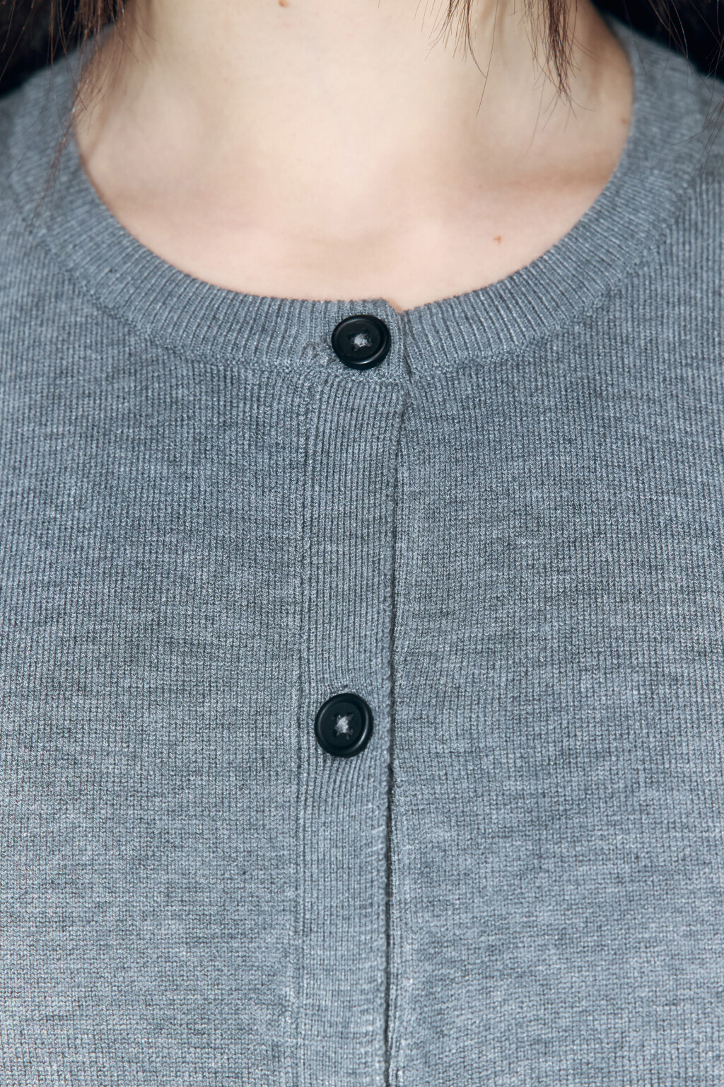 Кардиган вязаный укороченный с круглым вырезом - цвет серый - 6