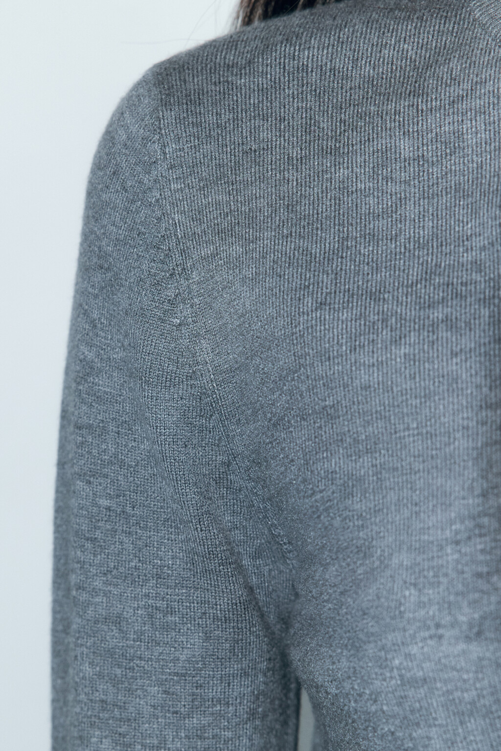 Кардиган вязаный укороченный с круглым вырезом - цвет серый - 7