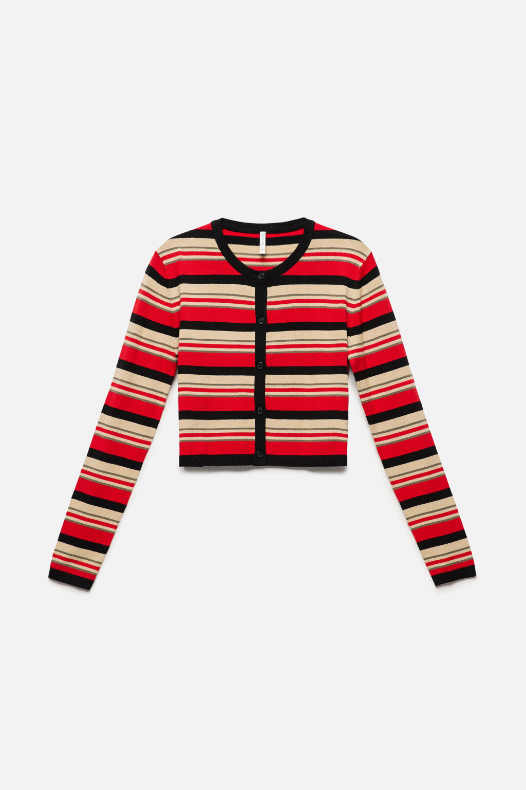 Кардиган вязаный укороченный с круглым вырезом - цвет красный - 8