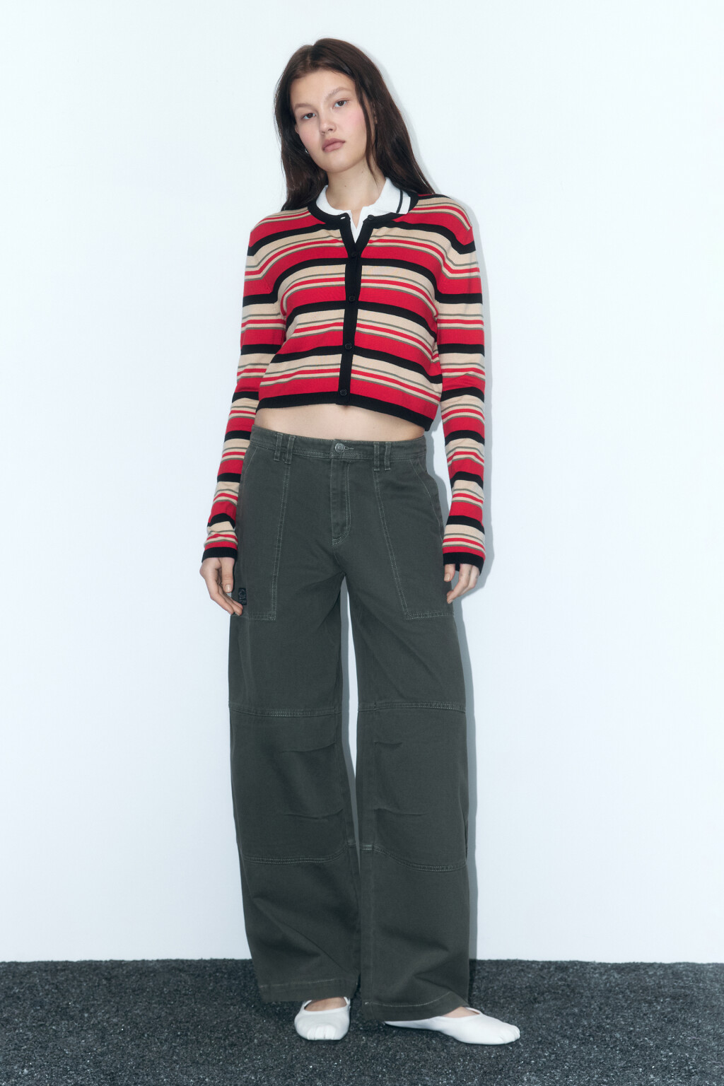 Кардиган вязаный укороченный с круглым вырезом - цвет красный - 5