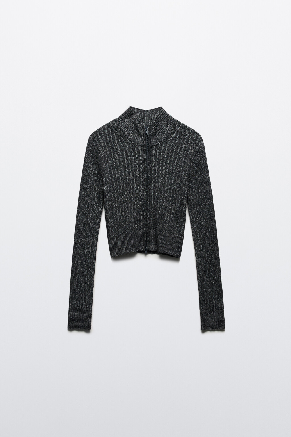 Кардиган вязаный на молнии с воротником-стойкой - цвет серый - 8