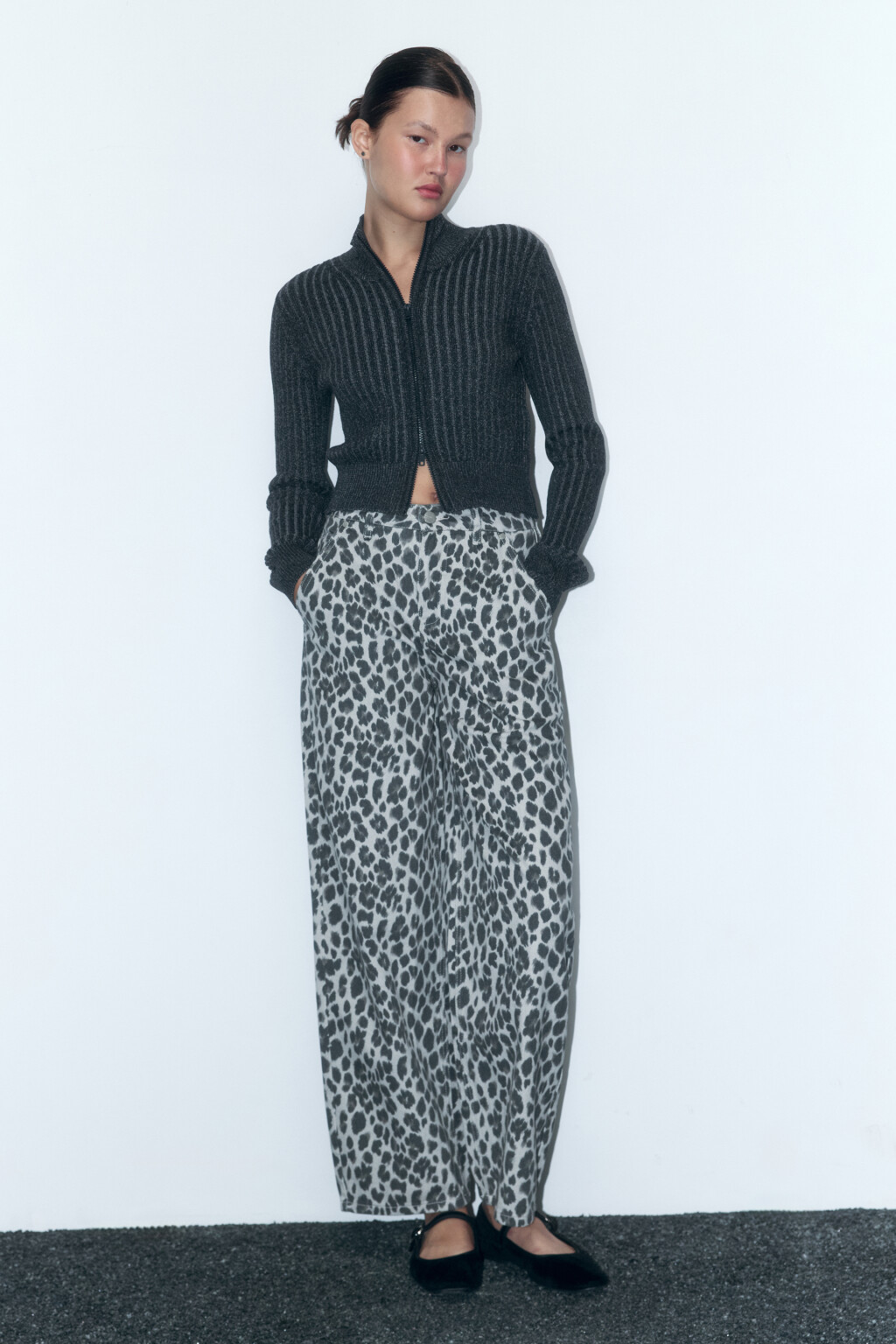 Кардиган вязаный на молнии с воротником-стойкой - цвет серый - 5