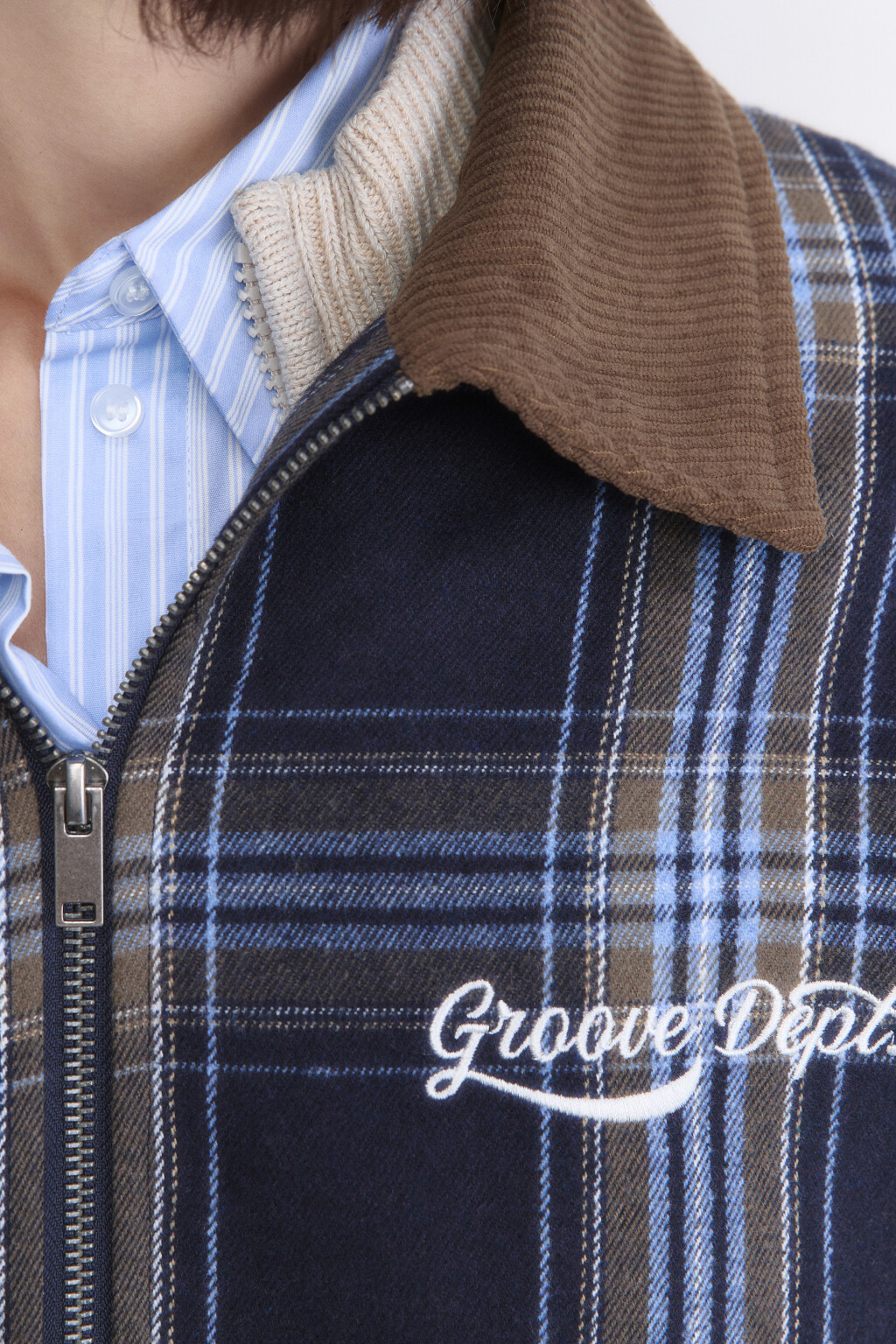 Куртка-рубашка в клетку с вельветовым воротником - цвет мультиколор - 7