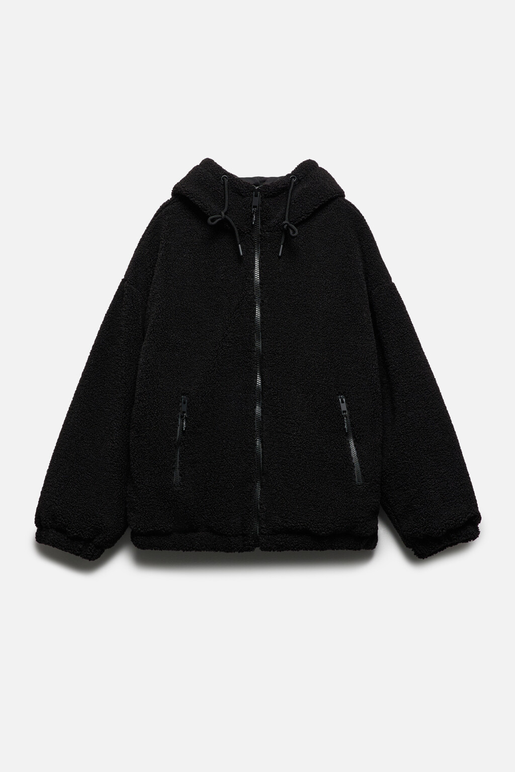 Куртка из искусственного меха с капюшоном - цвет черный - 10