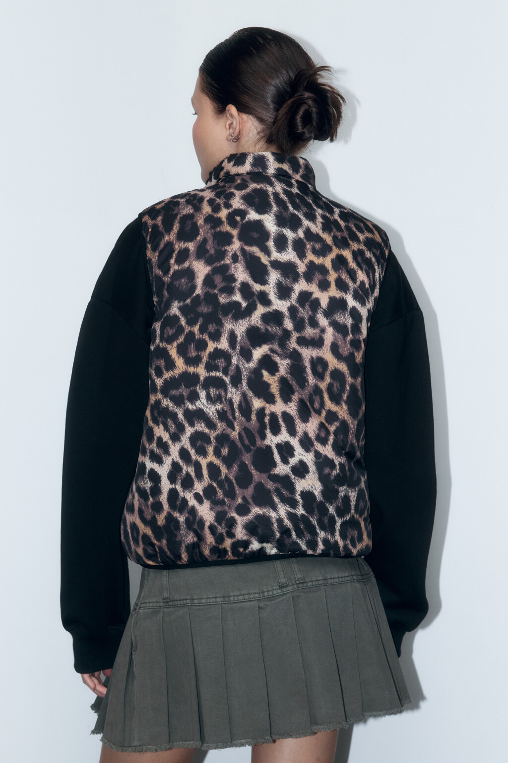 Жилет двусторонний с леопардовым принтом - цвет черный - 5