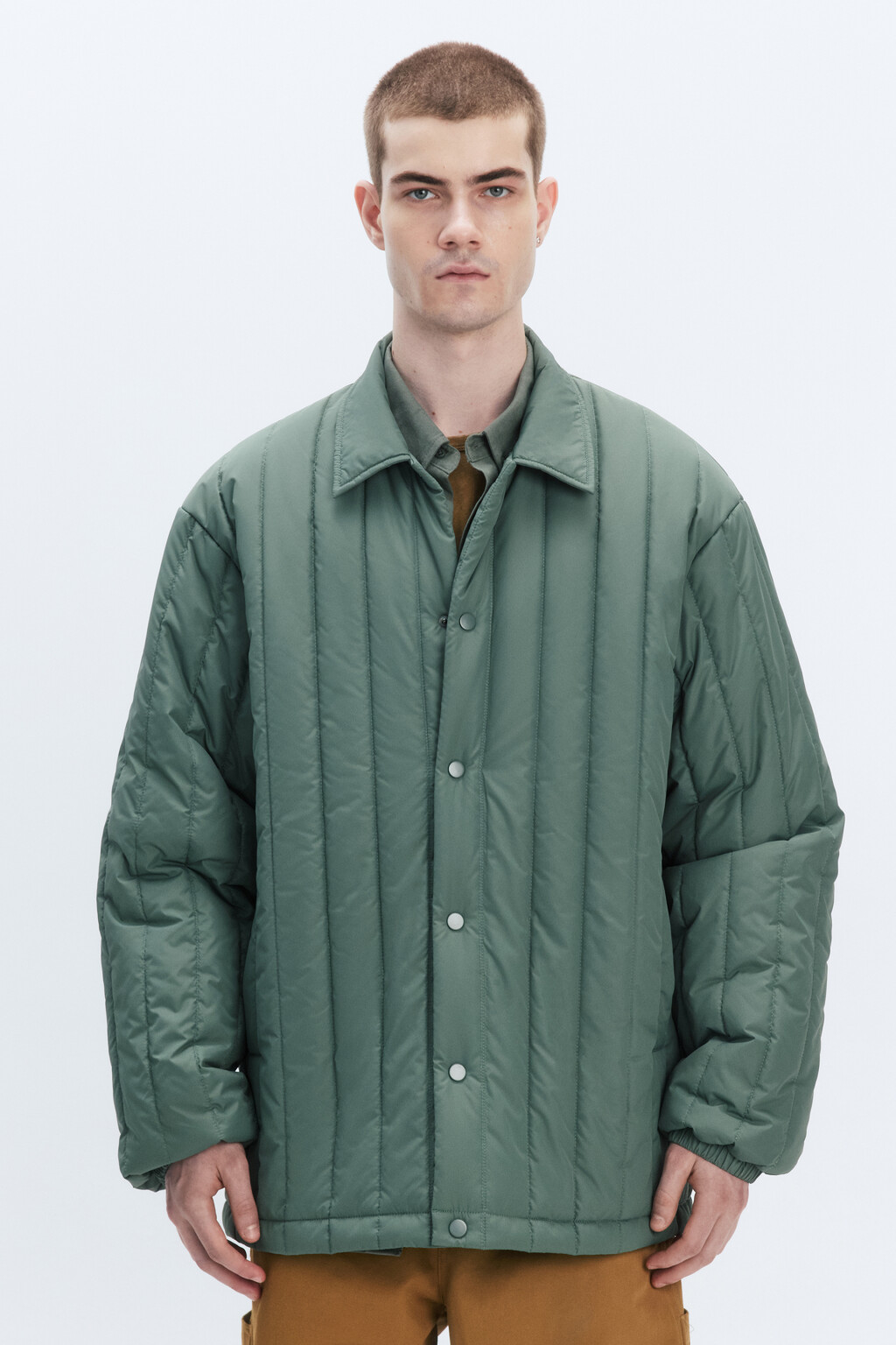 Куртка-рубашка стеганая утепленная - цвет мятный - 2