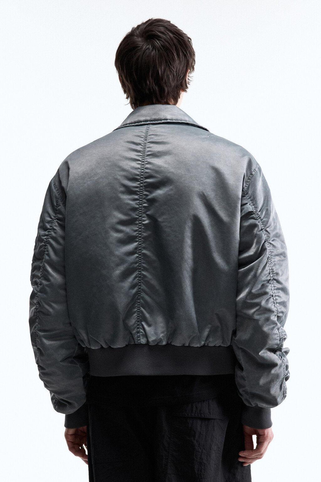 Куртка-бомбер утепленная с эффектом acid wash - цвет черный - 5