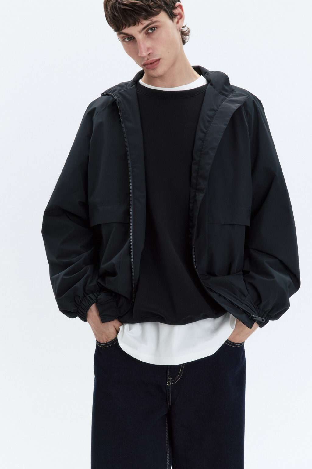 Куртка-олимпийка на молнии с воротником-стойкой - цвет черный - 2