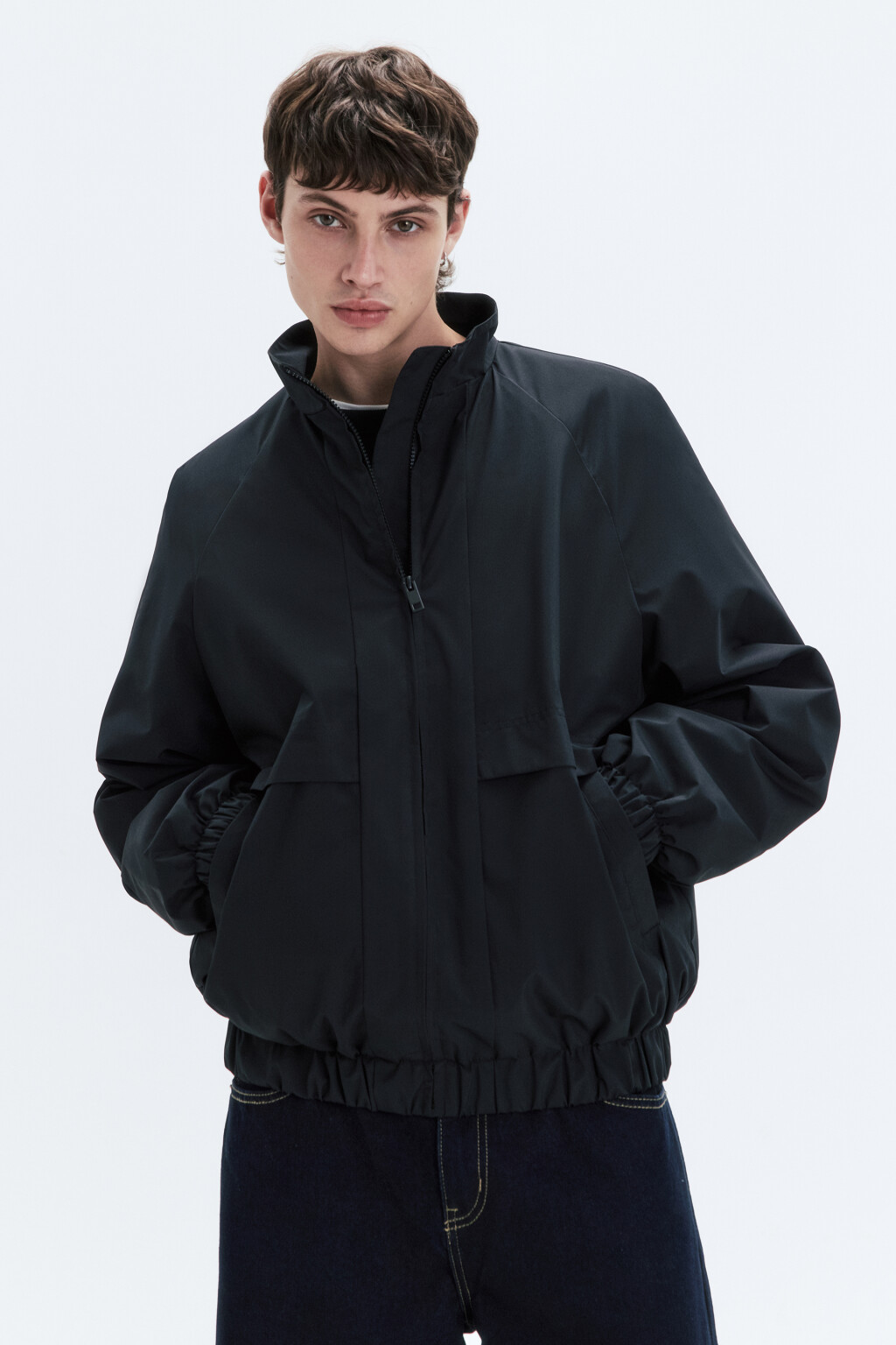 Куртка-олимпийка на молнии с воротником-стойкой - цвет черный - 3