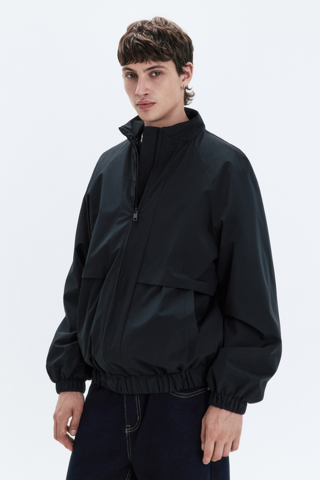 Куртка-олимпийка на молнии с воротником-стойкой - цвет черный - 4