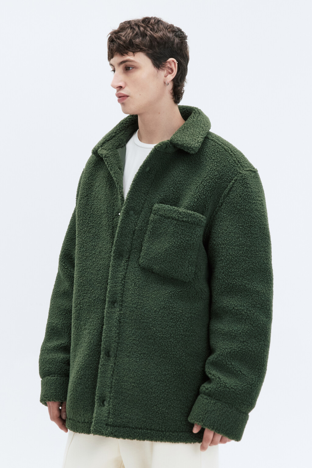 Куртка-чебурашка oversize флисовая с карманом - цвет зеленый - 3