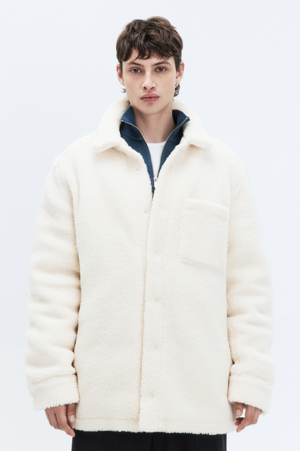 Куртка-чебурашка oversize флисовая с карманом - цвет ванильный - 2