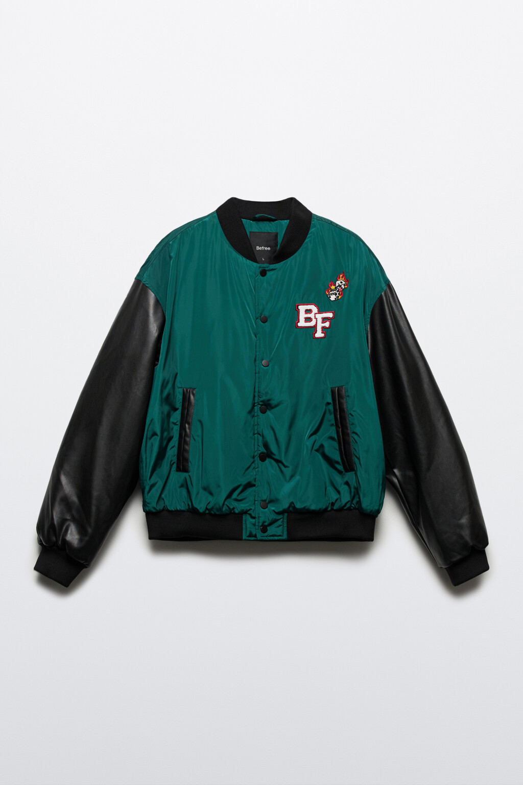 Куртка-бомбер утепленная с контрастными рукавами - цвет зеленый - 9