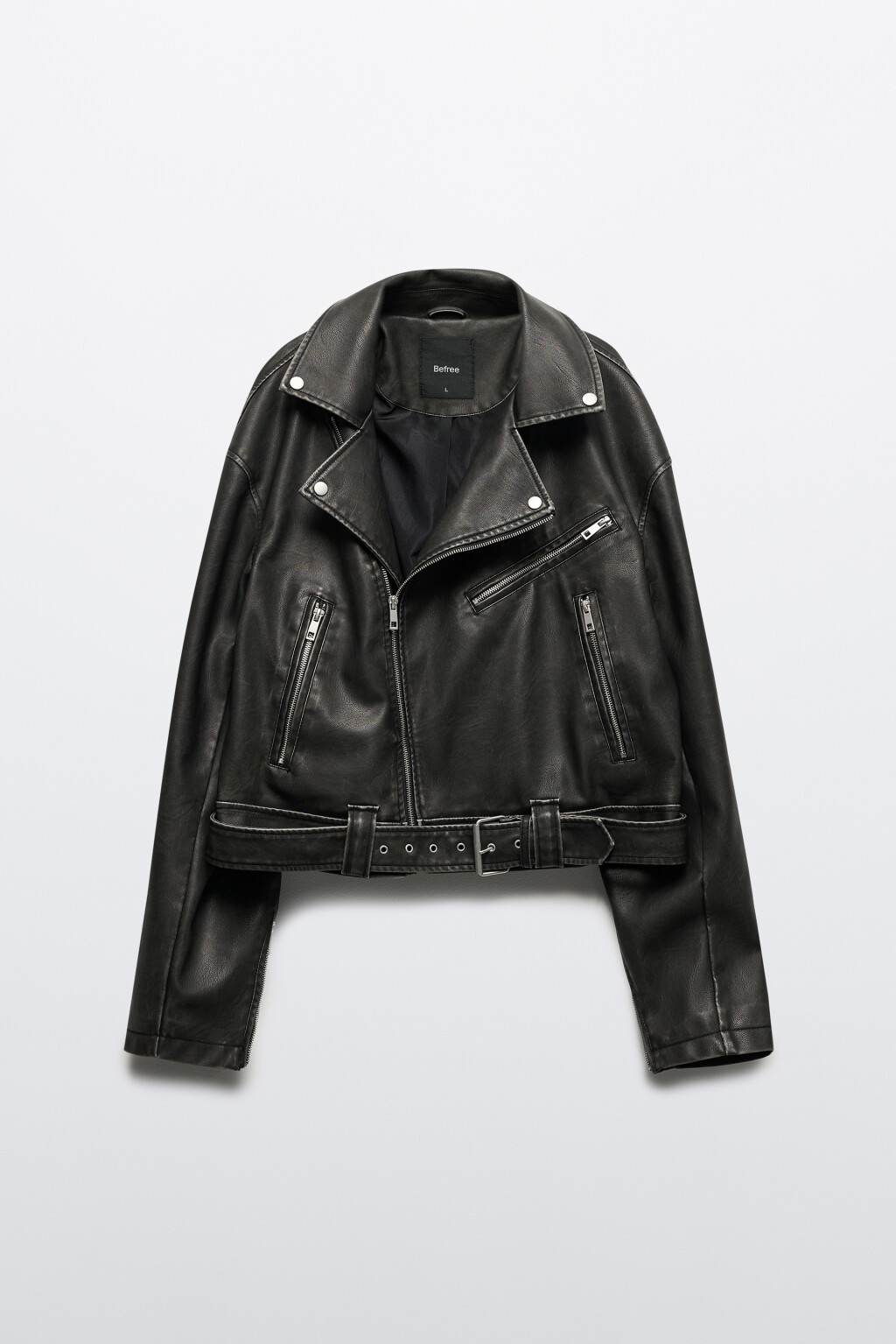 Куртка-косуха укороченная с вареным эффектом - цвет черный - 11