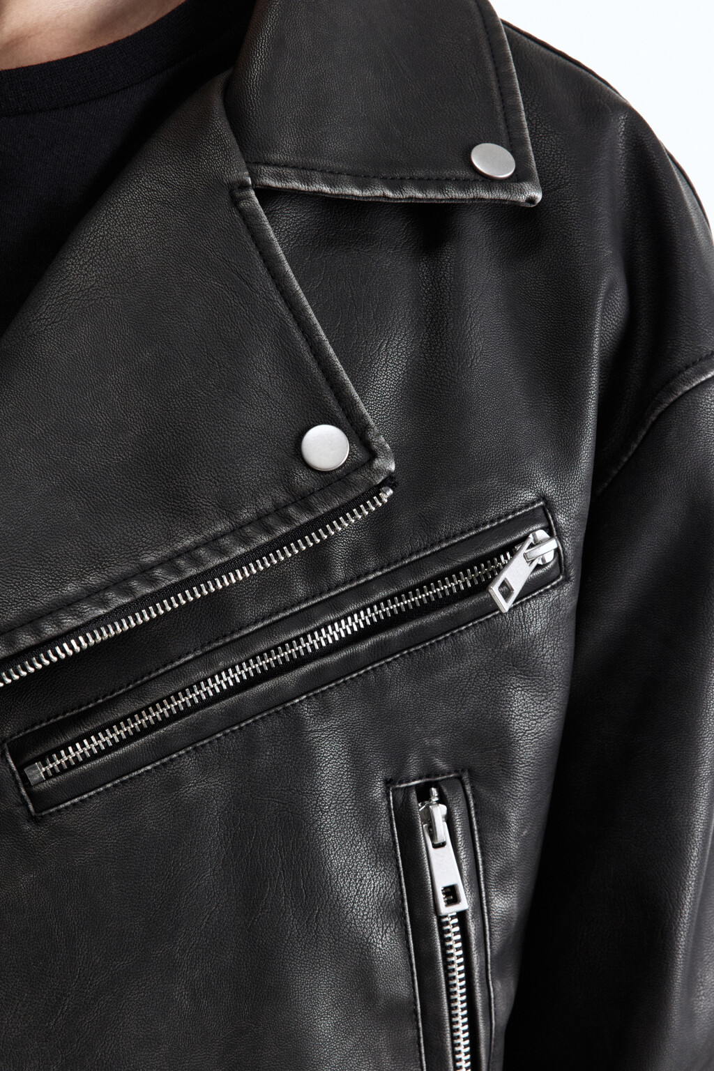 Куртка-косуха укороченная с вареным эффектом - цвет черный - 8