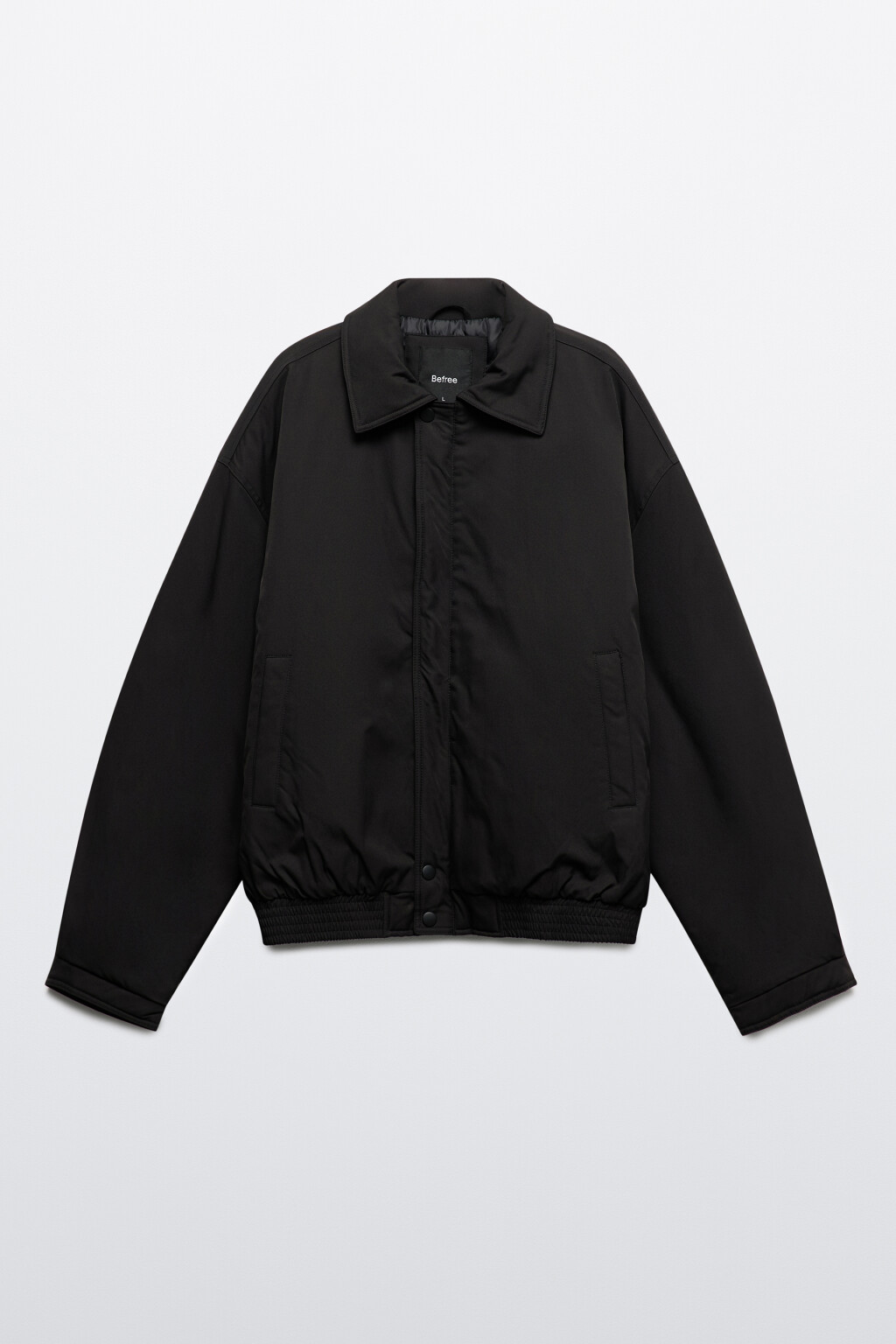 Куртка-бомбер утепленная с отложным воротником - цвет черный - 11