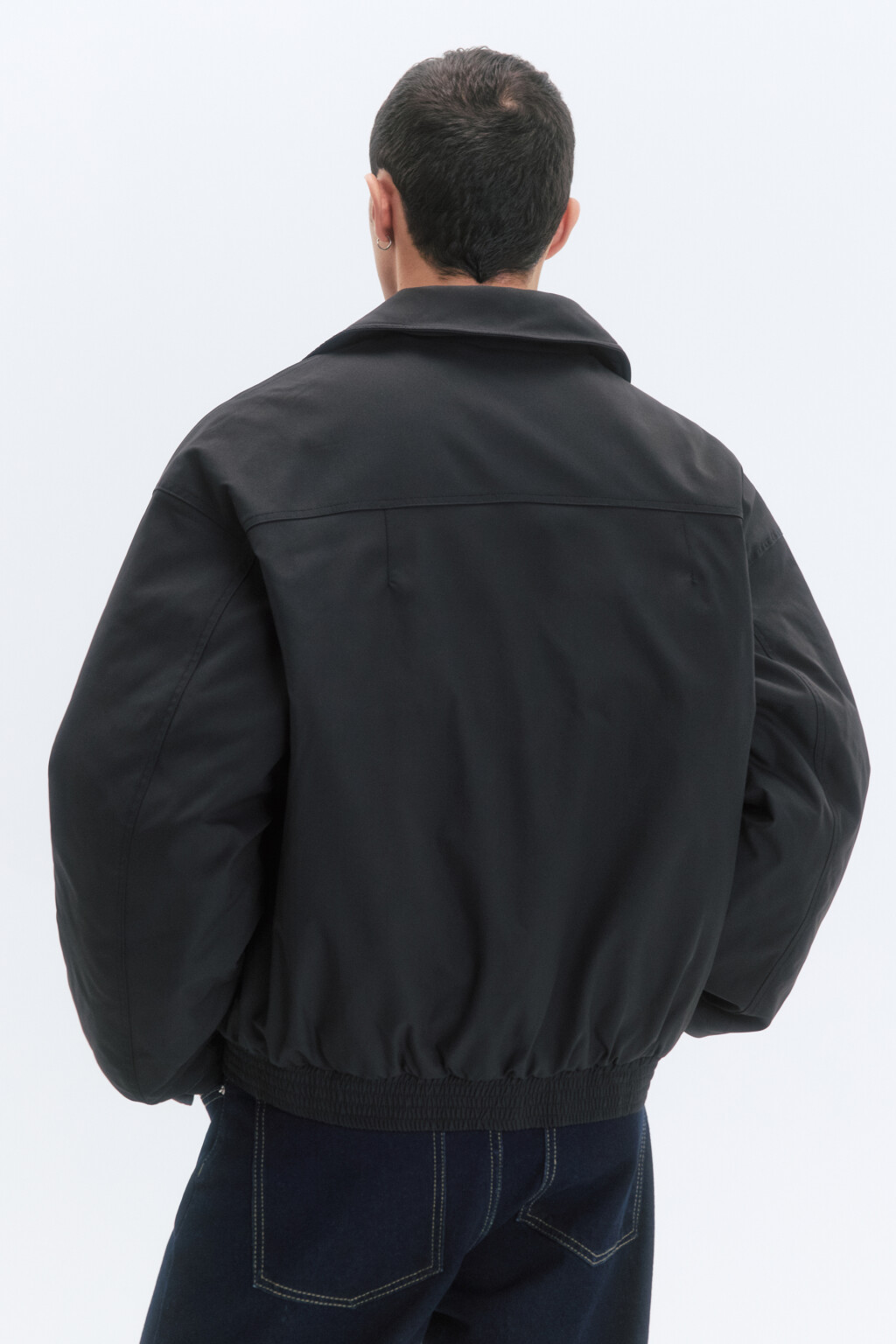 Куртка-бомбер утепленная с отложным воротником - цвет черный - 5