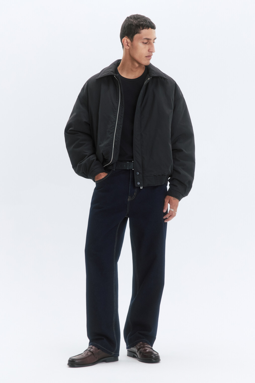 Куртка-бомбер утепленная с отложным воротником - цвет черный - 6