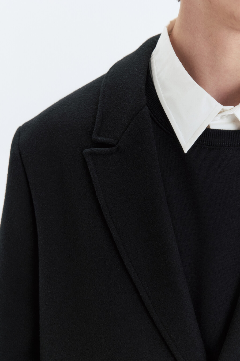 Пальто драповое однобортное ниже колена - цвет черный - 7