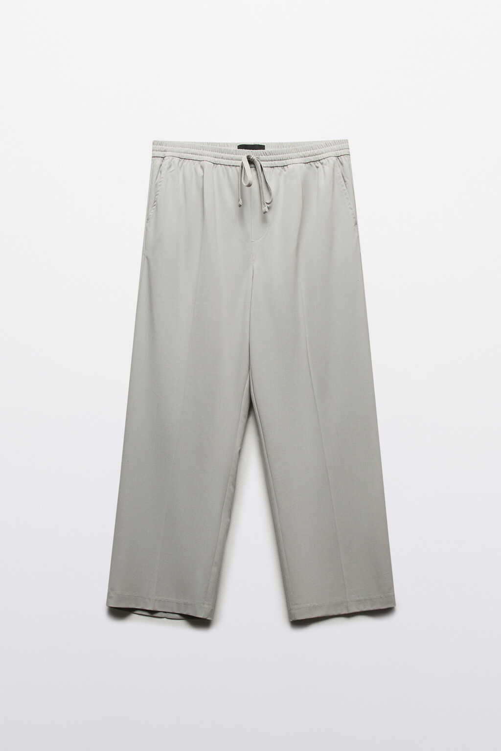 Брюки прямые костюмные с поясом на завязках - цвет серый - 7