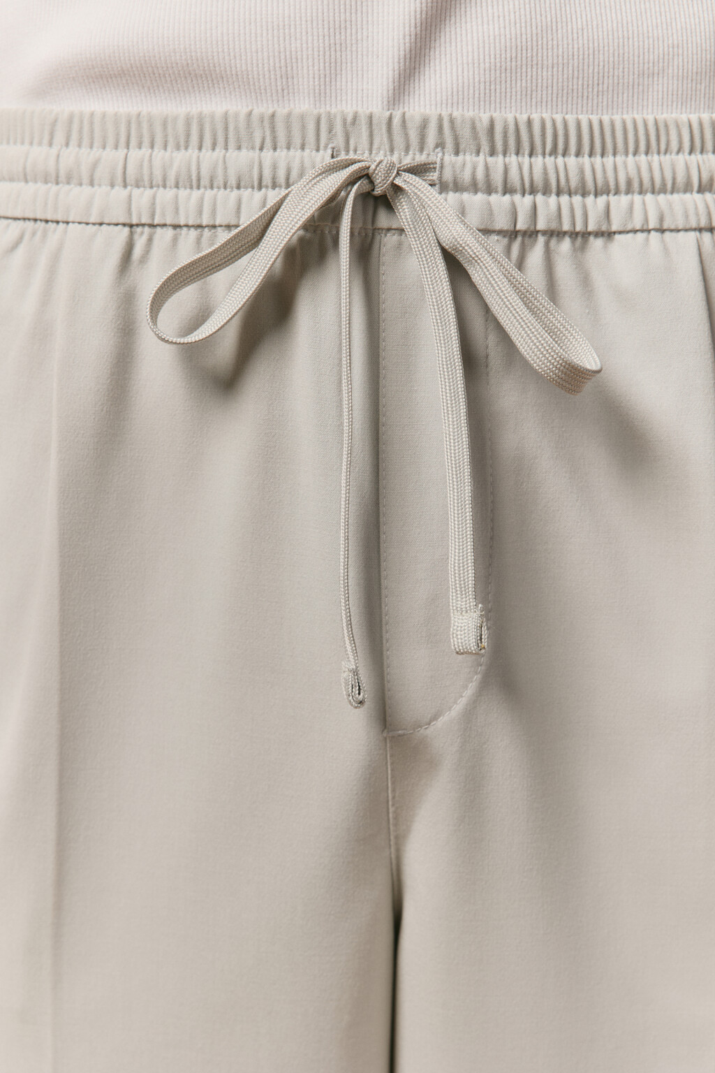 Брюки прямые костюмные с поясом на завязках - цвет серый - 5