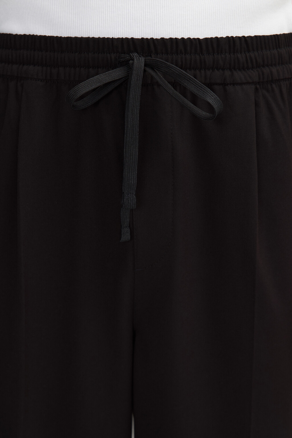 Брюки прямые костюмные с поясом на завязках - цвет черный - 5