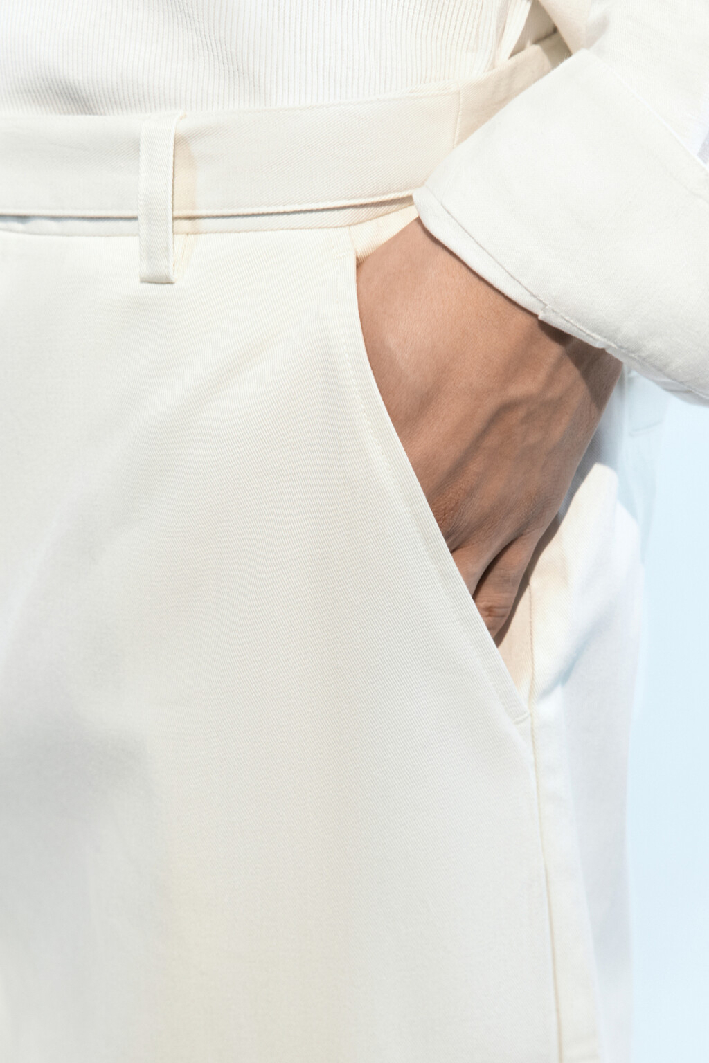 Брюки-бананы костюмные с ремнем - цвет бежевый - 6