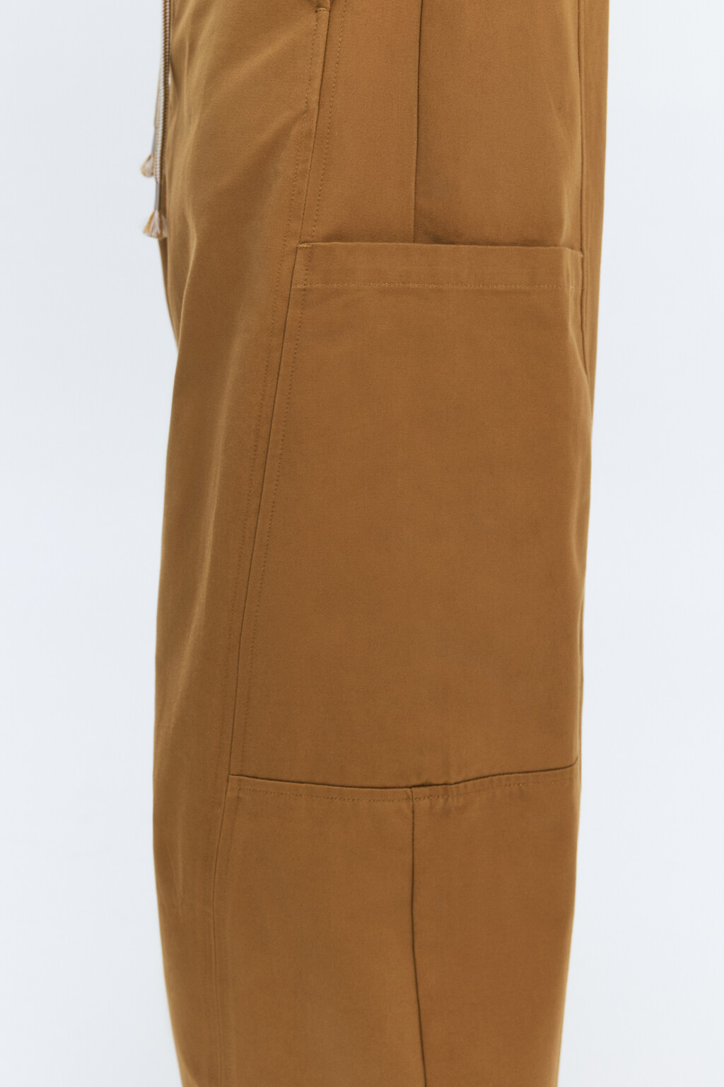 Брюки широкие хлопковые с поясом на завязках - цвет коричневый - 6