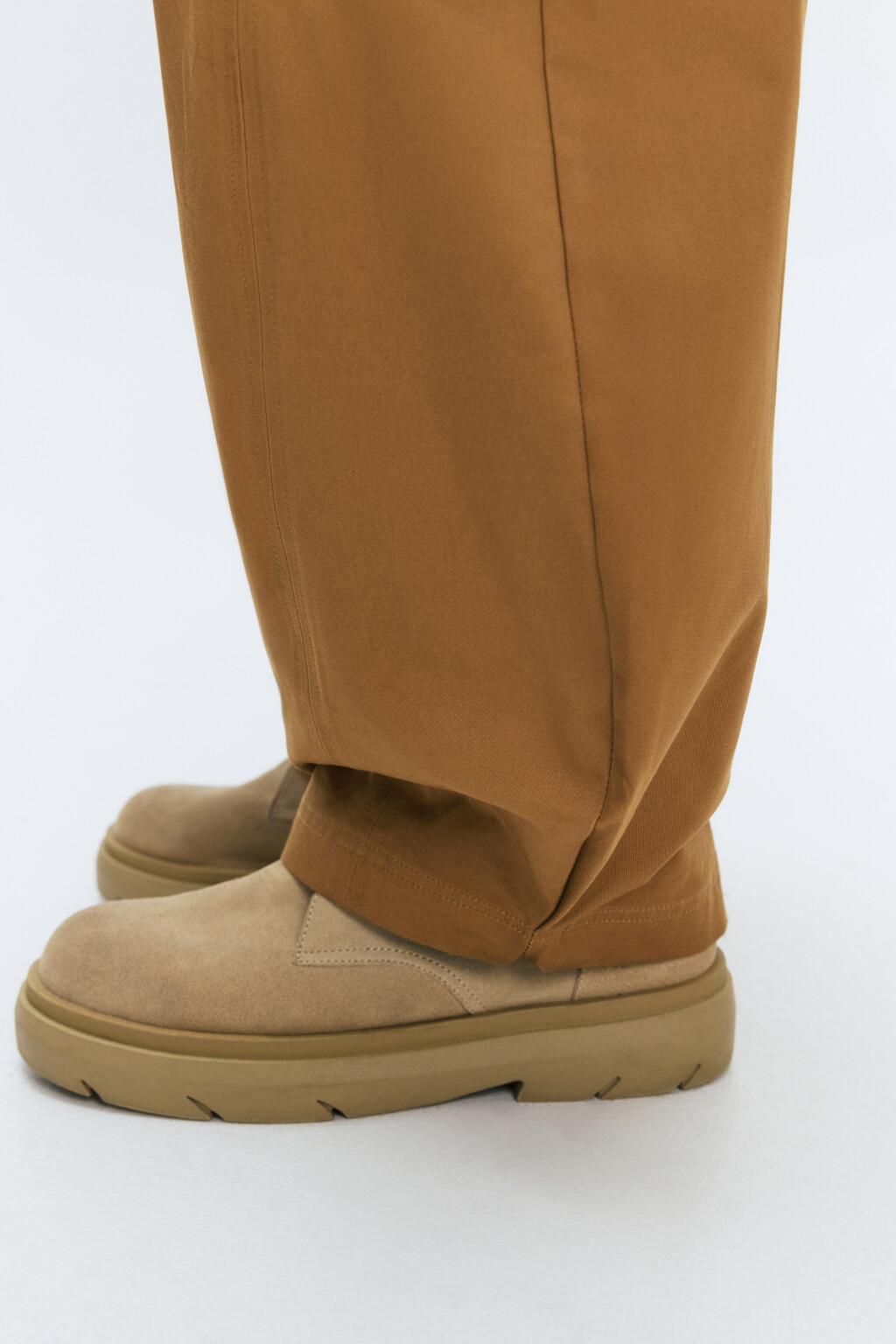 Брюки широкие хлопковые с поясом на завязках - цвет коричневый - 7