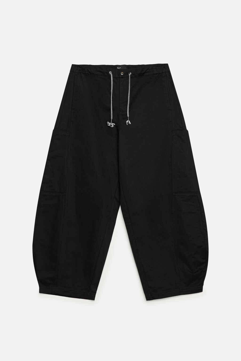 Брюки широкие хлопковые с поясом на завязках - цвет черный - 9