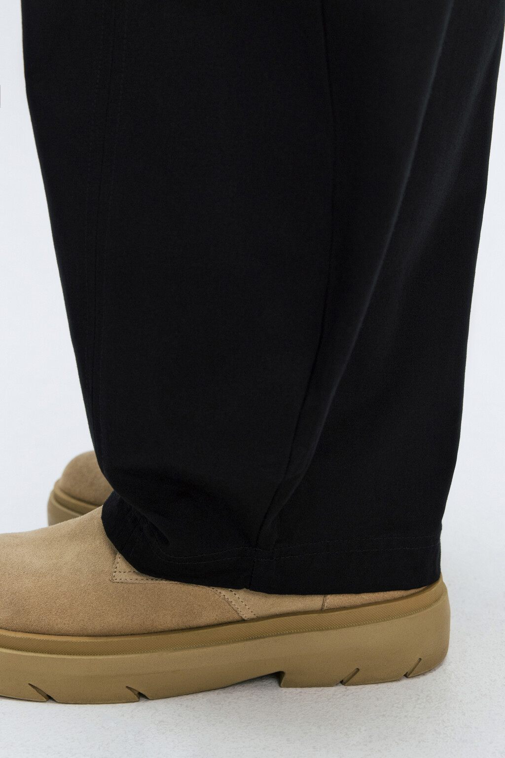 Брюки широкие хлопковые с поясом на завязках - цвет черный - 7