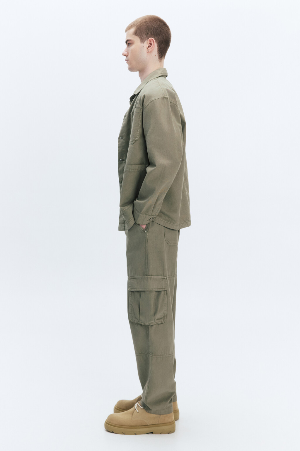 Брюки-карго хлопковые с накладными карманами - цвет зеленый - 6