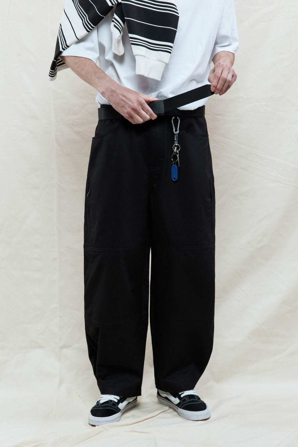 Брюки barrel fit широкие из хлопка - цвет черный - 2