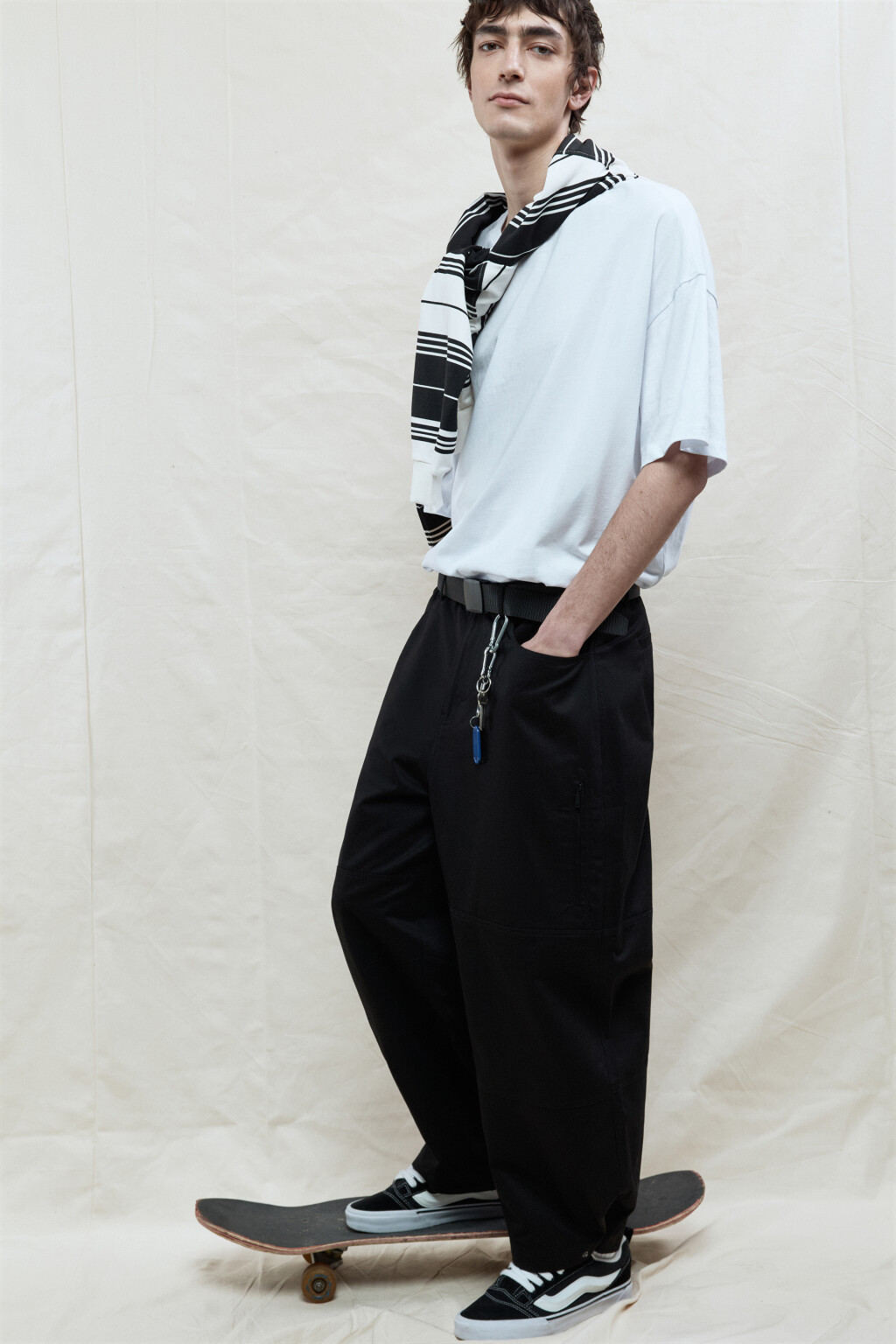 Брюки barrel fit широкие из хлопка - цвет черный - 1