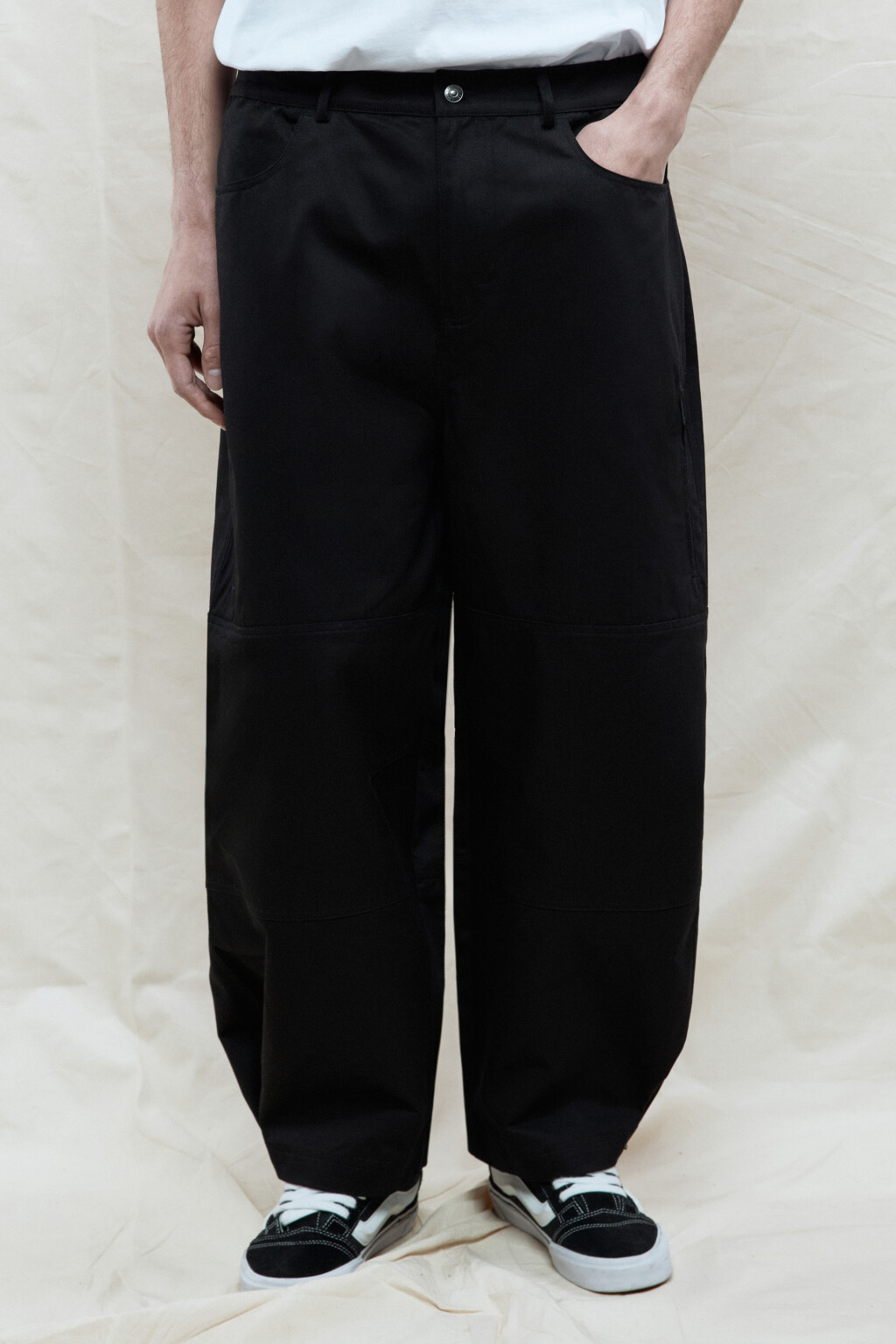 Брюки barrel fit широкие из хлопка - цвет черный - 3