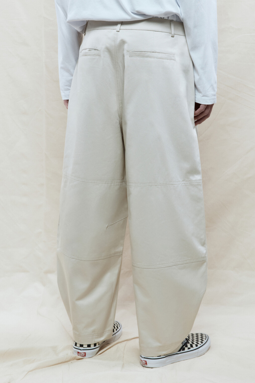 Брюки barrel fit широкие из хлопка - цвет бежевый - 4