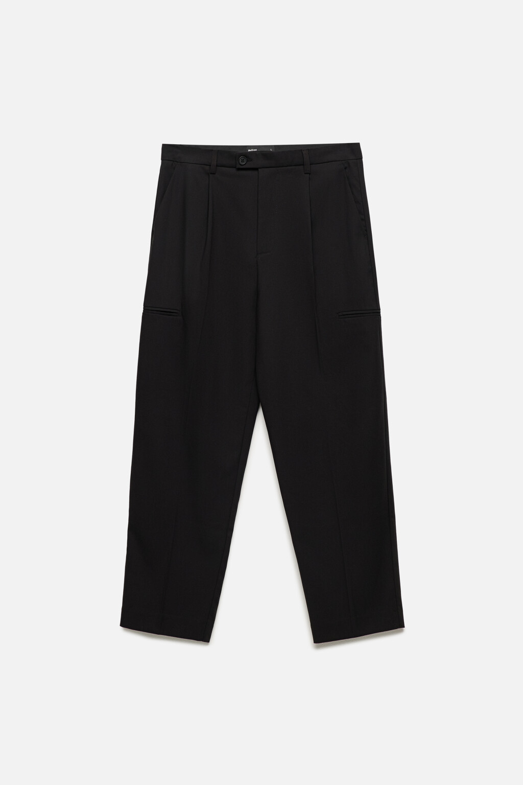 Брюки широкие костюмные со складками на поясе - цвет черный - 8