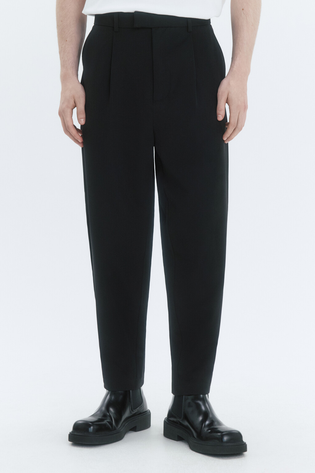 Брюки regular fit костюмные со средней посадкой - цвет черный - 2