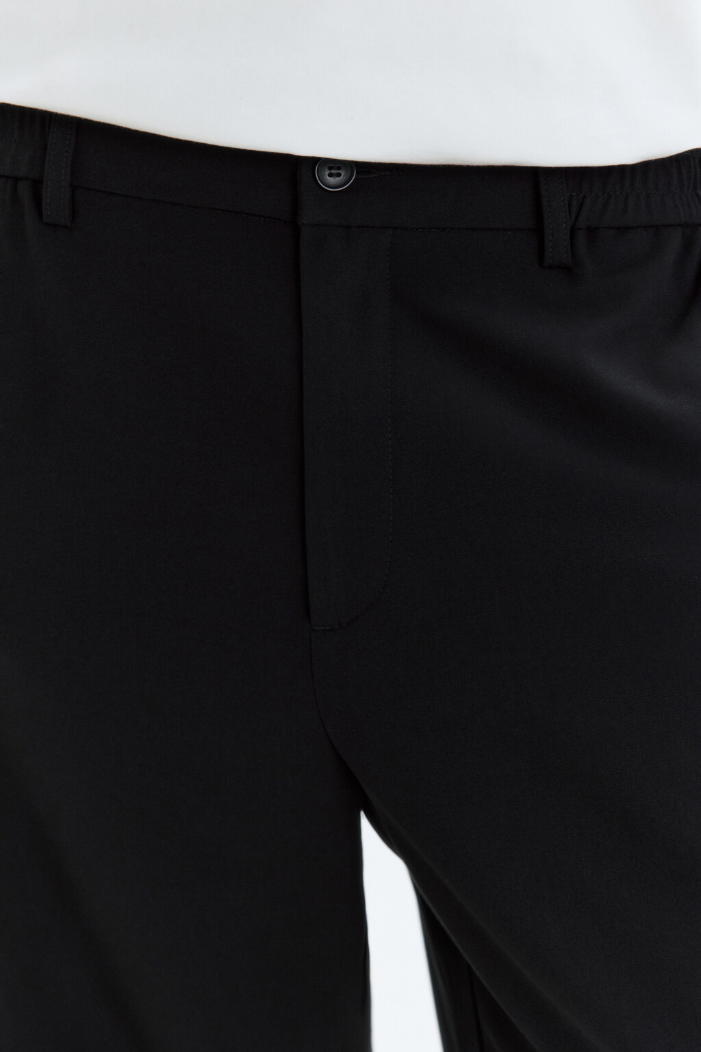 Брюки прямые костюмные с резинкой на поясе - цвет черный - 7